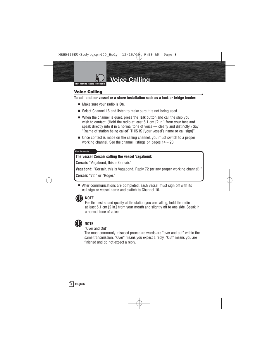 Voice calling | Cobra Electronics MR HH415LI VP EU User Manual | Page 13 / 63