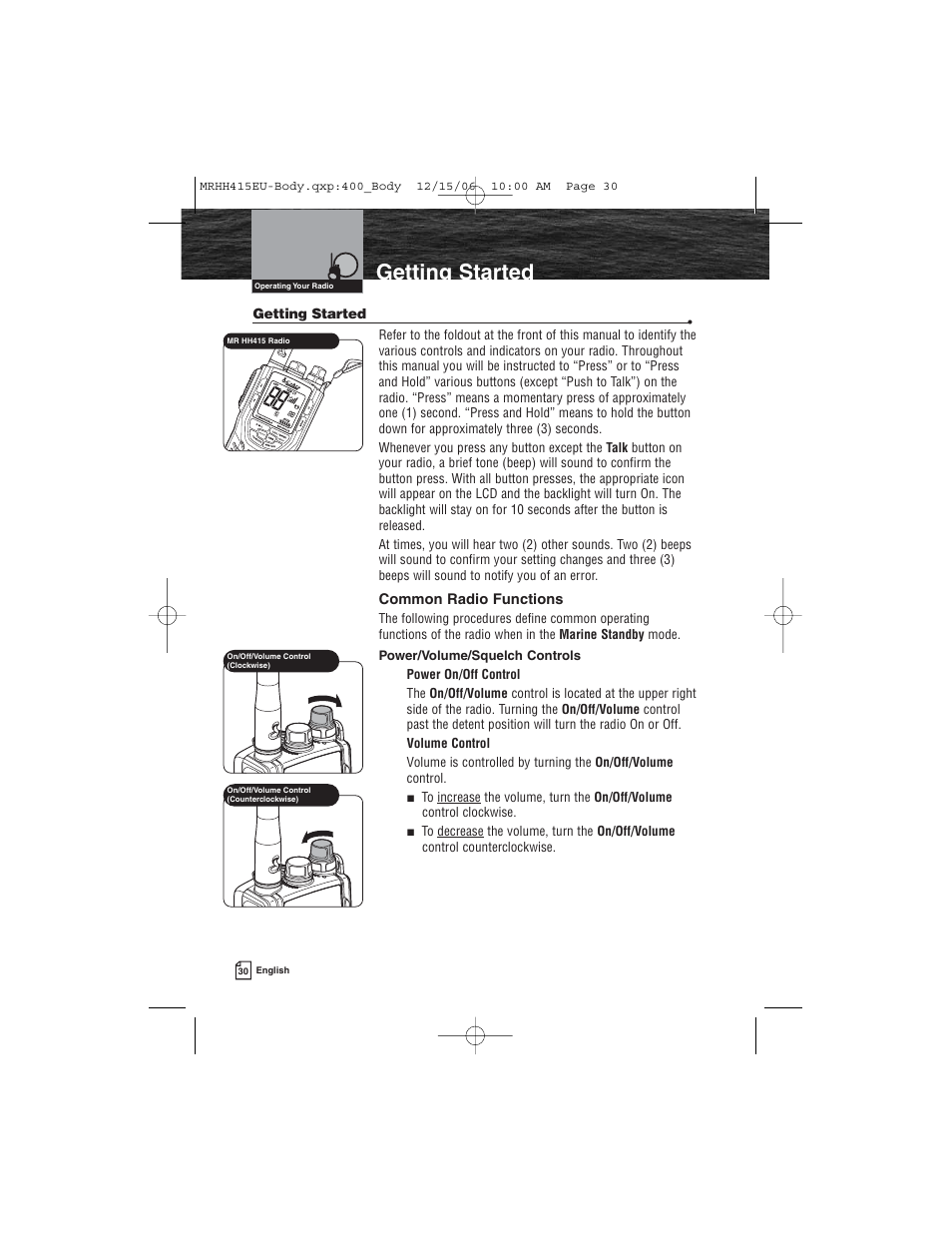 Getting started | Cobra Electronics MR HH415LI VP EU User Manual | Page 35 / 63