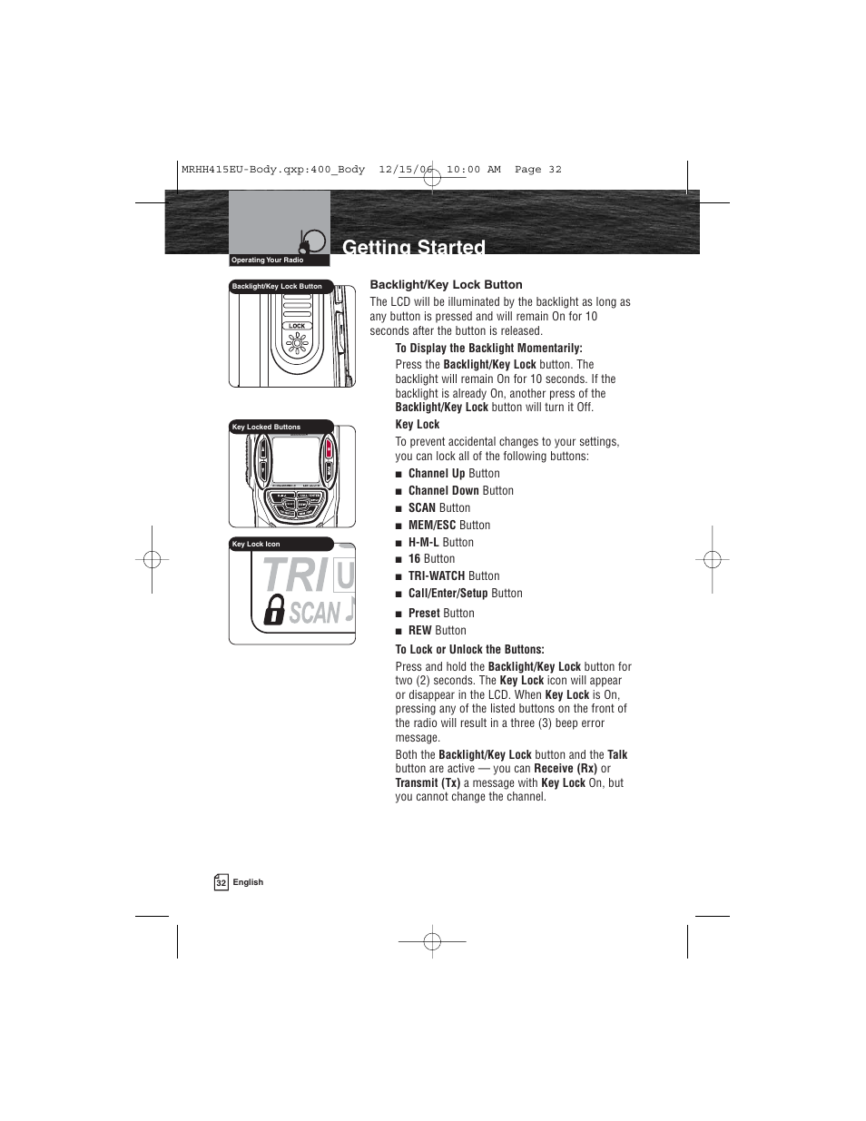 Getting started | Cobra Electronics MR HH415LI VP EU User Manual | Page 37 / 63