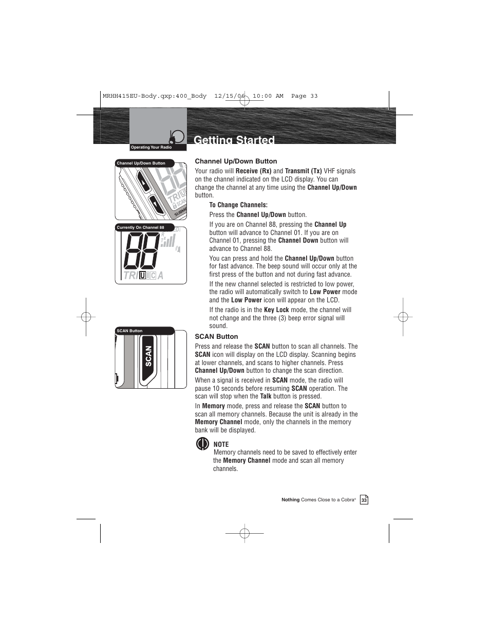 Getting started | Cobra Electronics MR HH415LI VP EU User Manual | Page 38 / 63