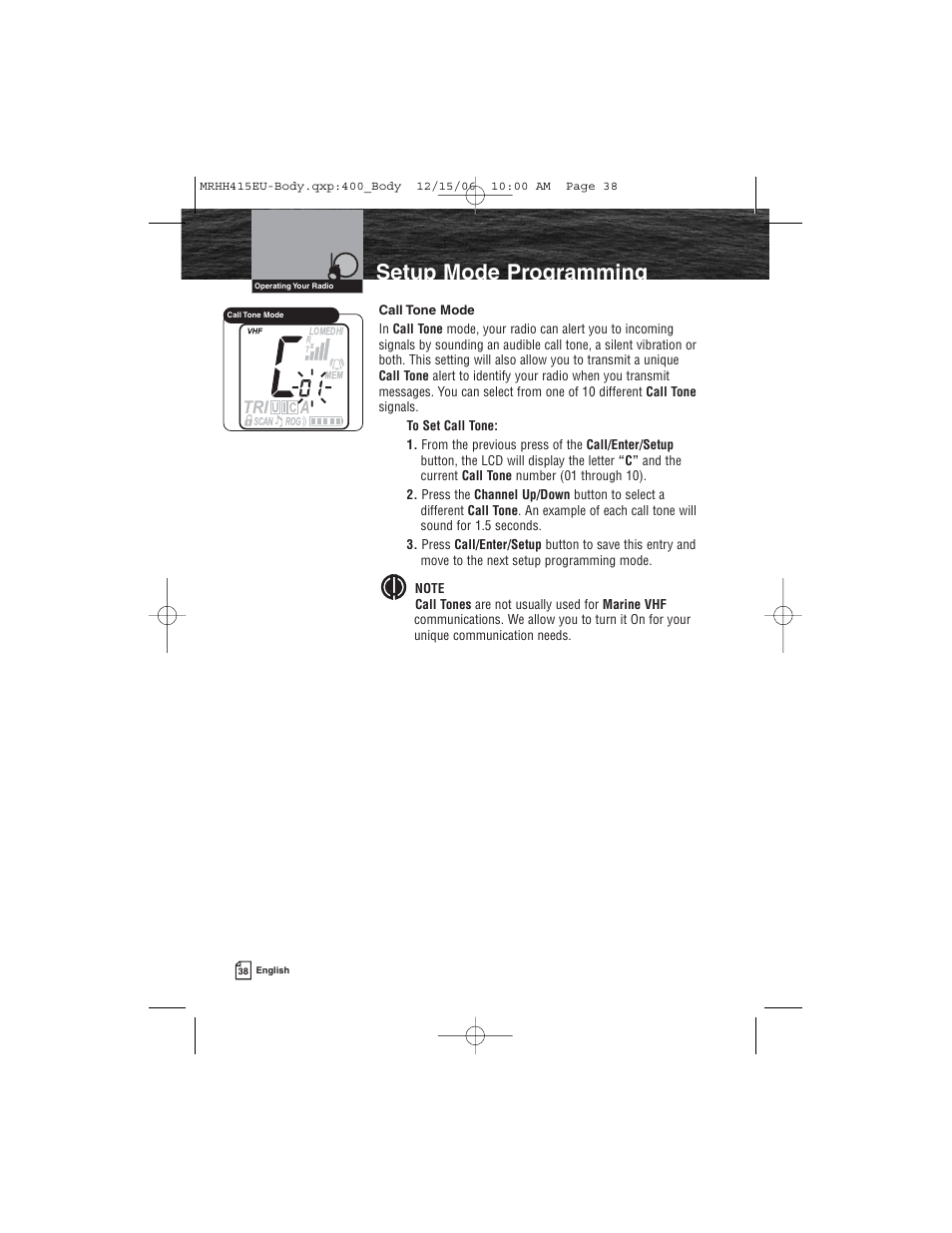 Setup mode programming | Cobra Electronics MR HH415LI VP EU User Manual | Page 43 / 63