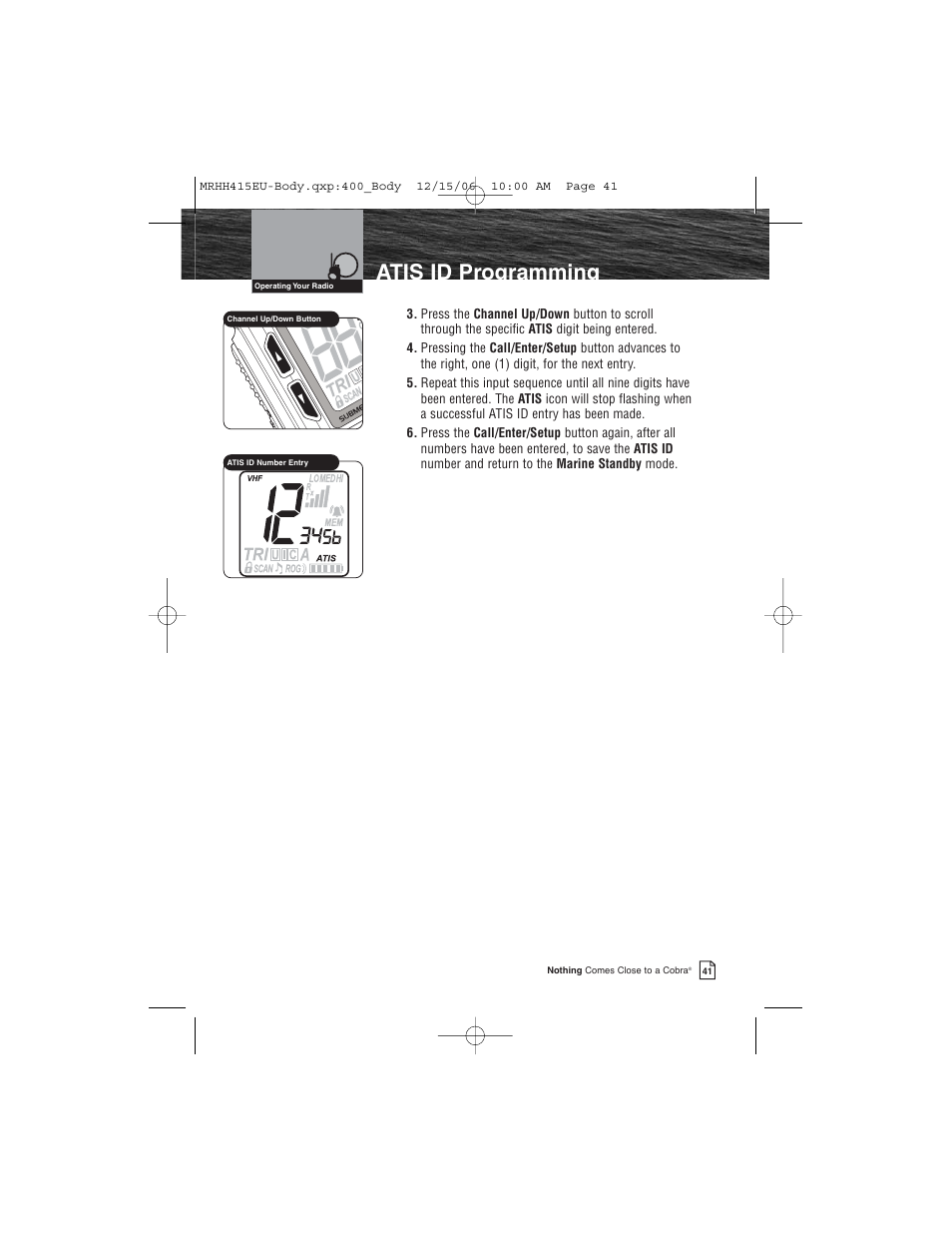 Atis id programming | Cobra Electronics MR HH415LI VP EU User Manual | Page 46 / 63