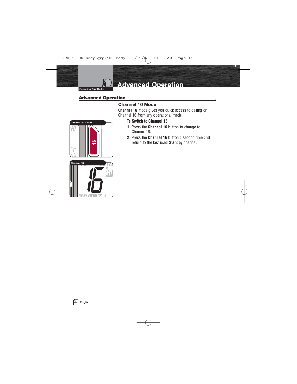 Advanced operation | Cobra Electronics MR HH415LI VP EU User Manual | Page 49 / 63