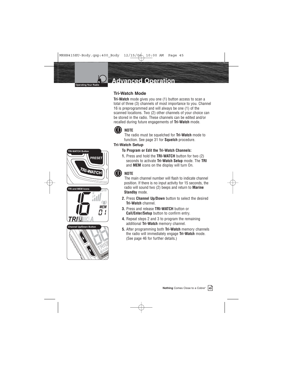 Advanced operation | Cobra Electronics MR HH415LI VP EU User Manual | Page 50 / 63