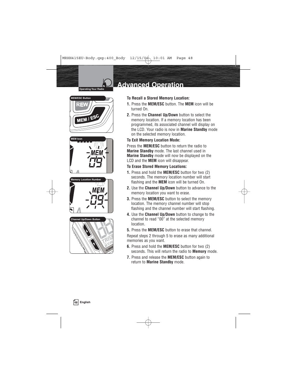 Advanced operation | Cobra Electronics MR HH415LI VP EU User Manual | Page 53 / 63