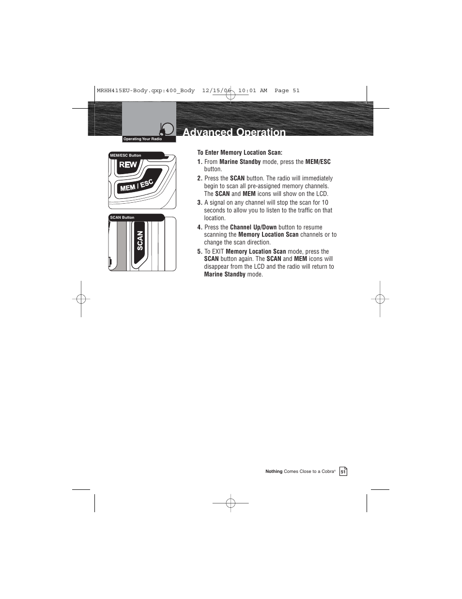 Advanced operation | Cobra Electronics MR HH415LI VP EU User Manual | Page 56 / 63