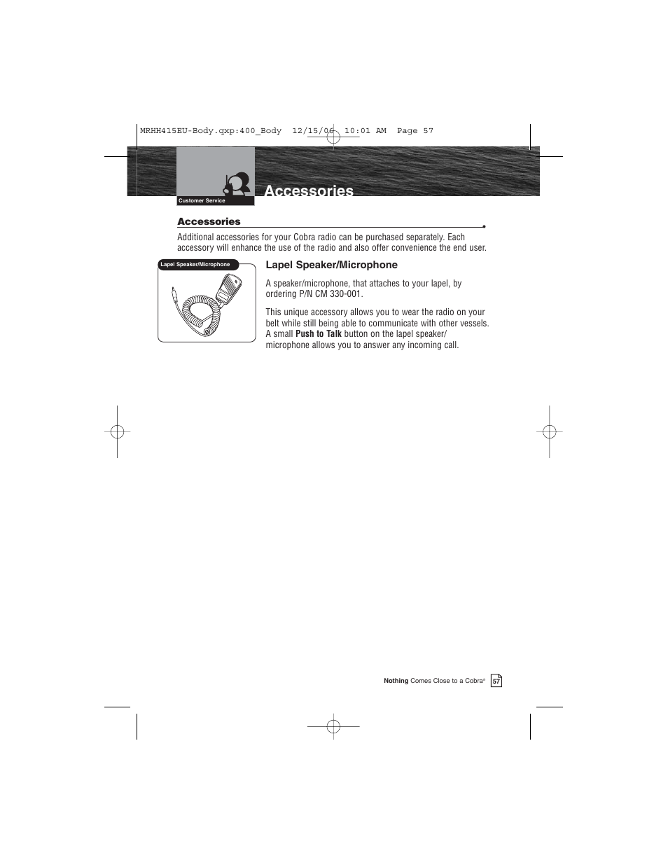 Accessories | Cobra Electronics MR HH415LI VP EU User Manual | Page 62 / 63