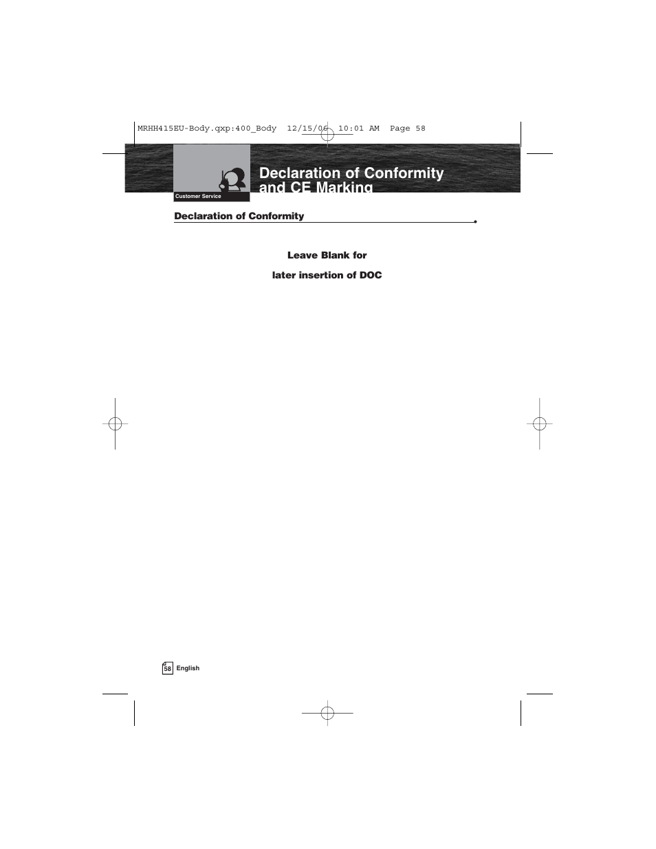 Declaration of conformity and ce marking | Cobra Electronics MR HH415LI VP EU User Manual | Page 63 / 63