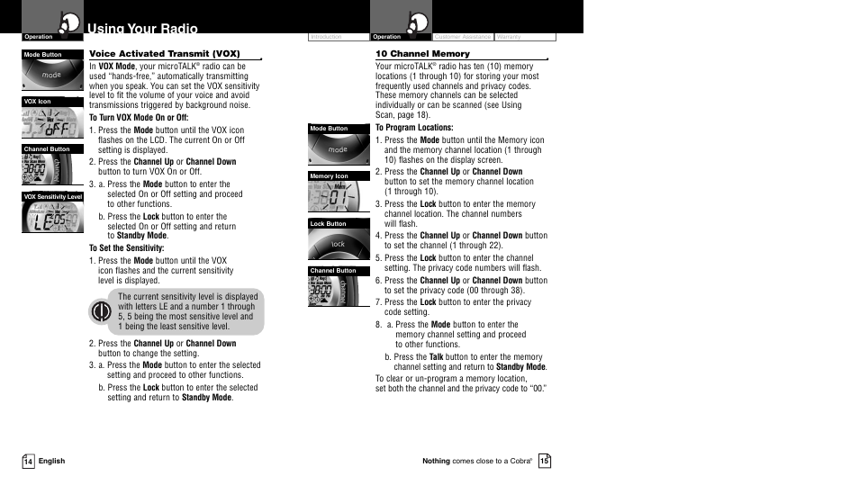 Using your radio | Cobra Electronics PR4300WX User Manual | Page 7 / 14