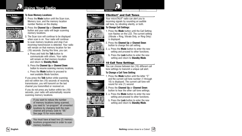 Using your radio | Cobra Electronics PR4300WX User Manual | Page 9 / 14