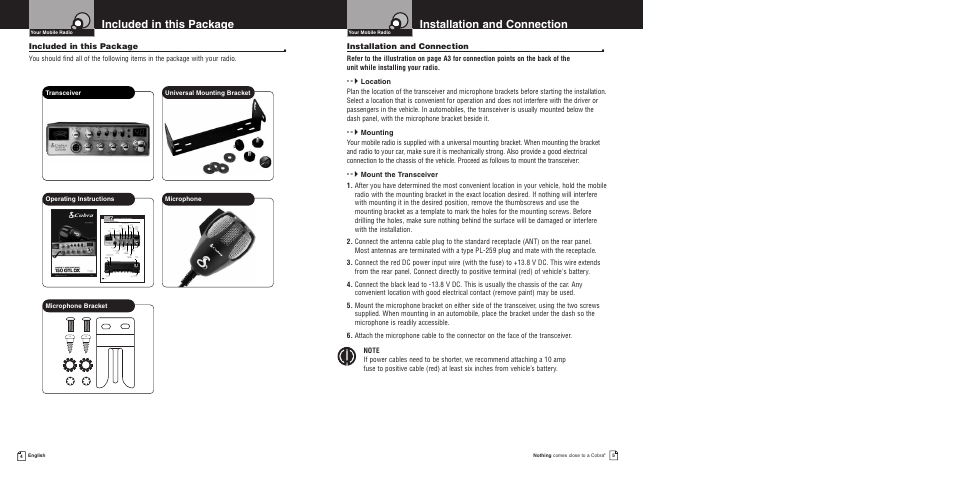 Installation and connection, Included in this package | Cobra Electronics 150GTLDX User Manual | Page 6 / 17