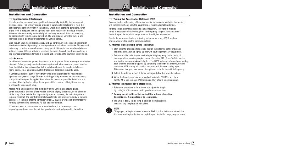 Installation and connection | Cobra Electronics 150GTLDX User Manual | Page 7 / 17