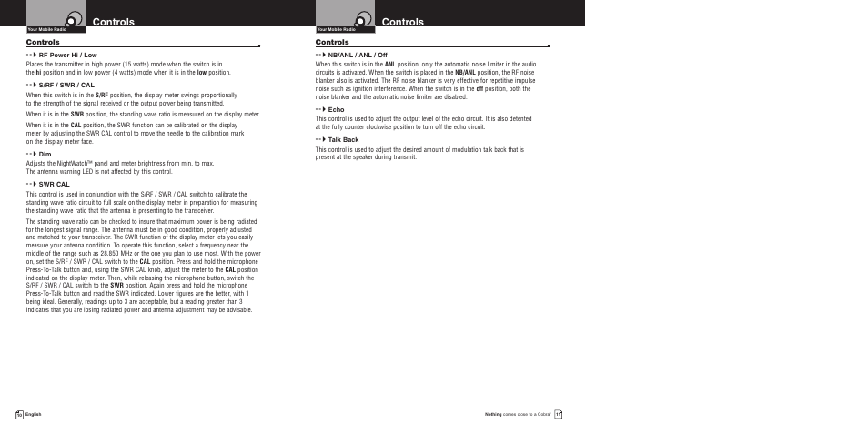 Controls | Cobra Electronics 150GTLDX User Manual | Page 9 / 17