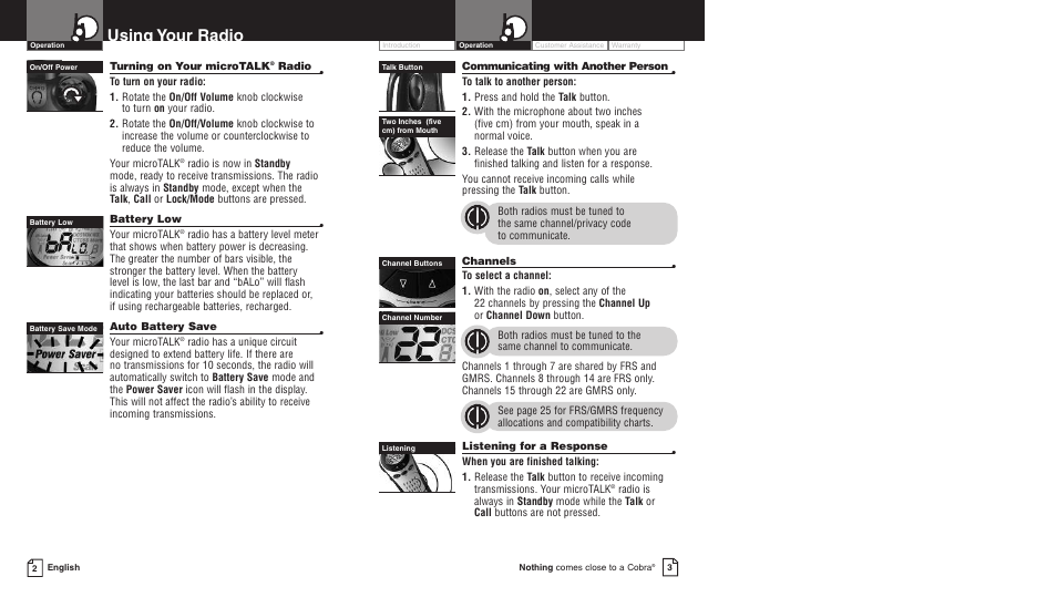 Using your radio | Cobra Electronics PR4700WX User Manual | Page 4 / 17