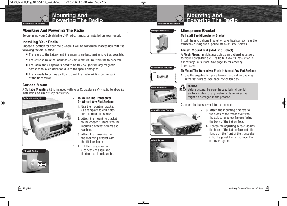 Mounting and powering the radio | Cobra Electronics COBRA MARINE MR F45-D User Manual | Page 11 / 40