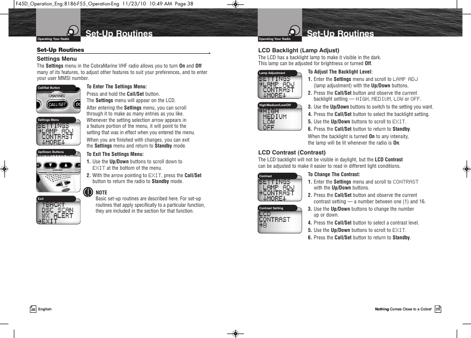 Set-up routines | Cobra Electronics COBRA MARINE MR F45-D User Manual | Page 17 / 40