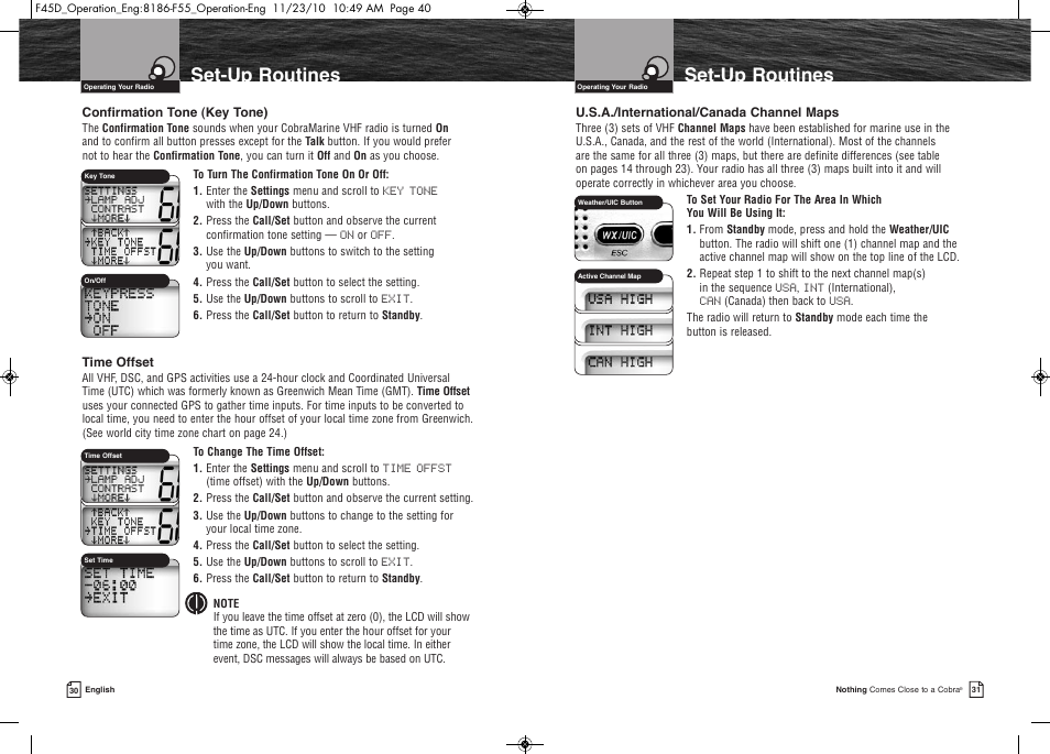 Set-up routines | Cobra Electronics COBRA MARINE MR F45-D User Manual | Page 18 / 40