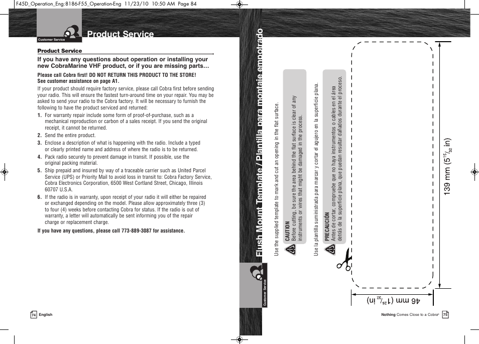 Product service | Cobra Electronics COBRA MARINE MR F45-D User Manual | Page 40 / 40