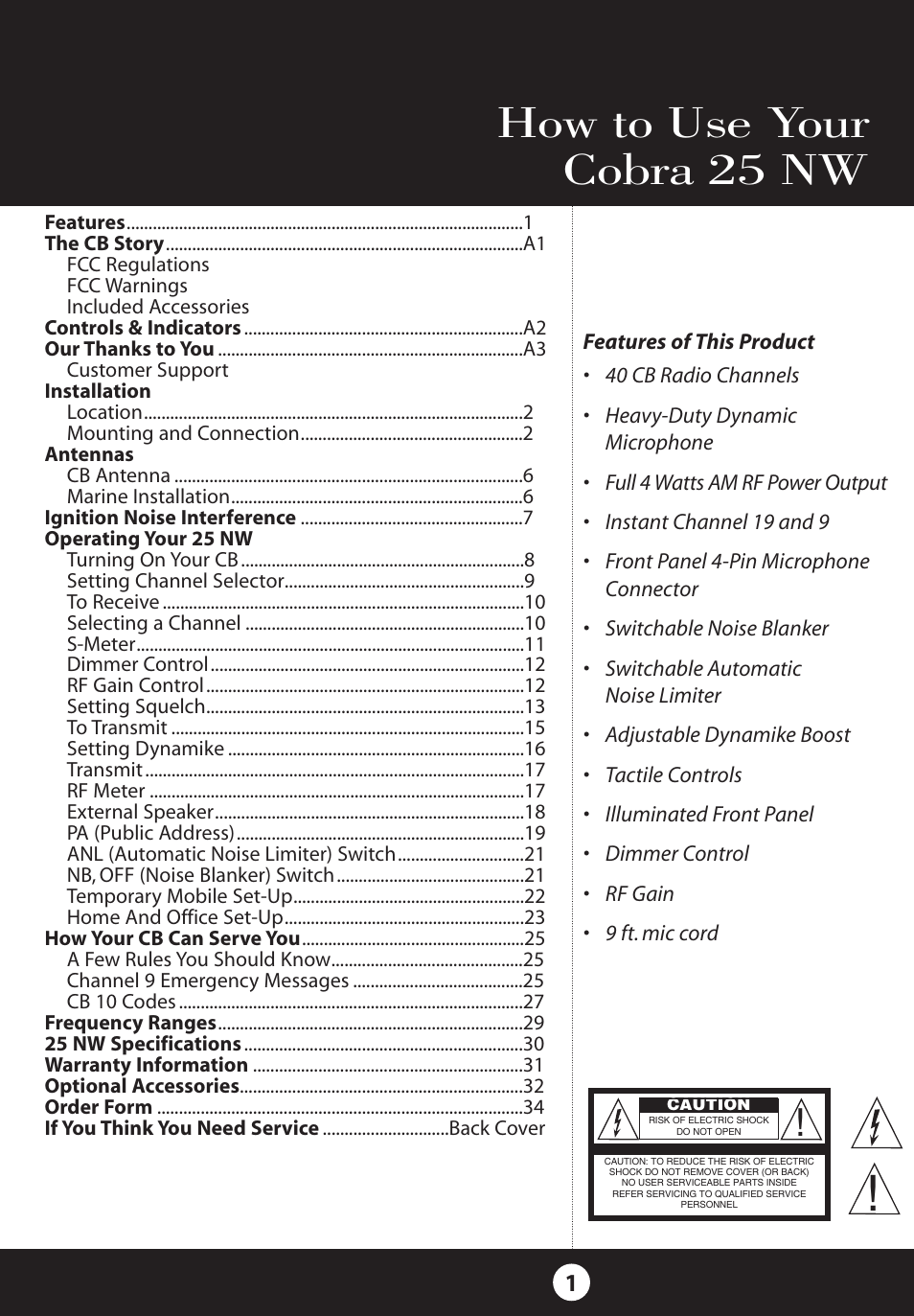Cobra Electronics 25 NW User Manual | 40 pages