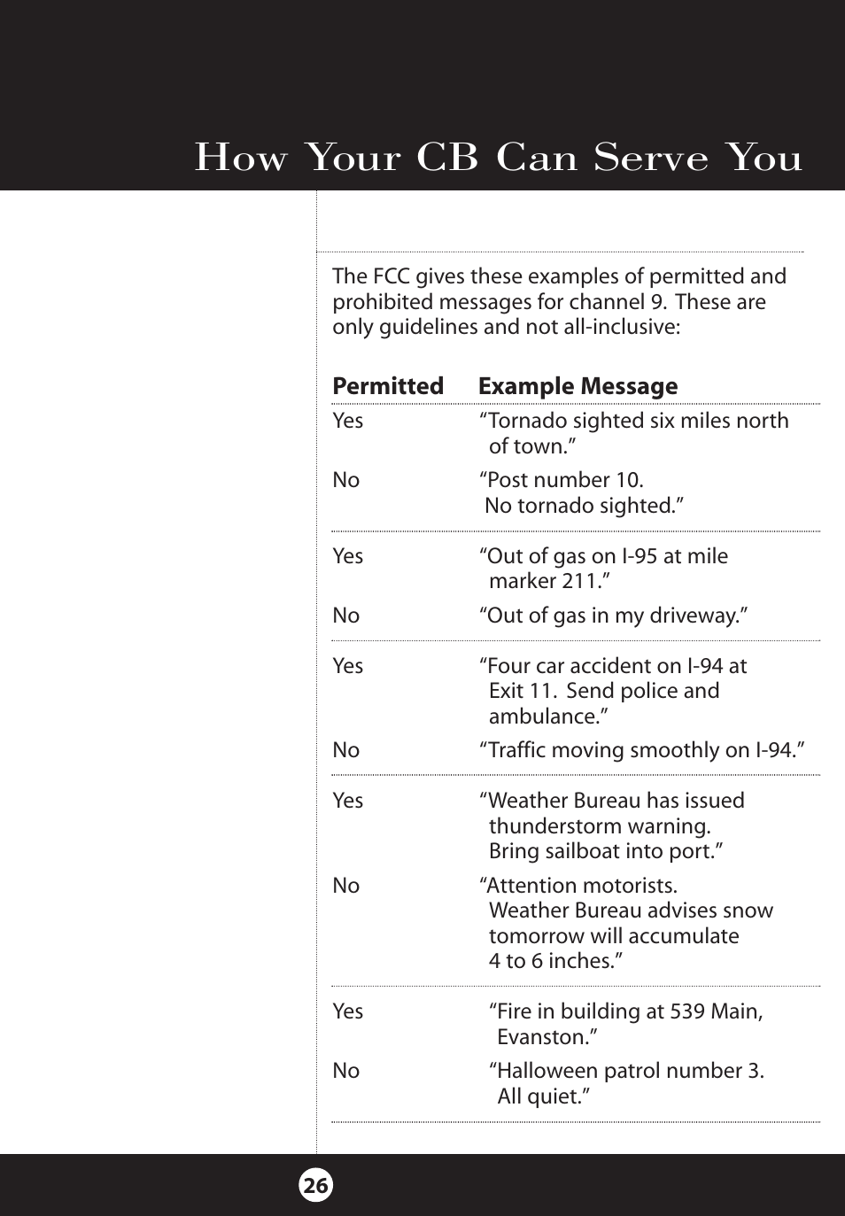 How your cb can serve you | Cobra Electronics 25 NW User Manual | Page 26 / 40