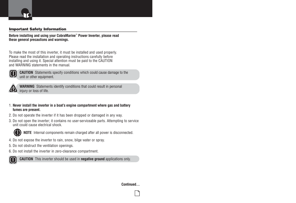 Important safety information | Cobra Electronics CPI M800 User Manual | Page 3 / 14