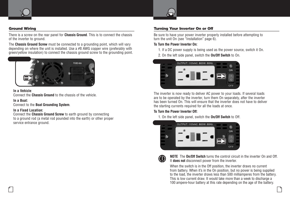 Ground wiring, Power on or off | Cobra Electronics CPI M800 User Manual | Page 9 / 14