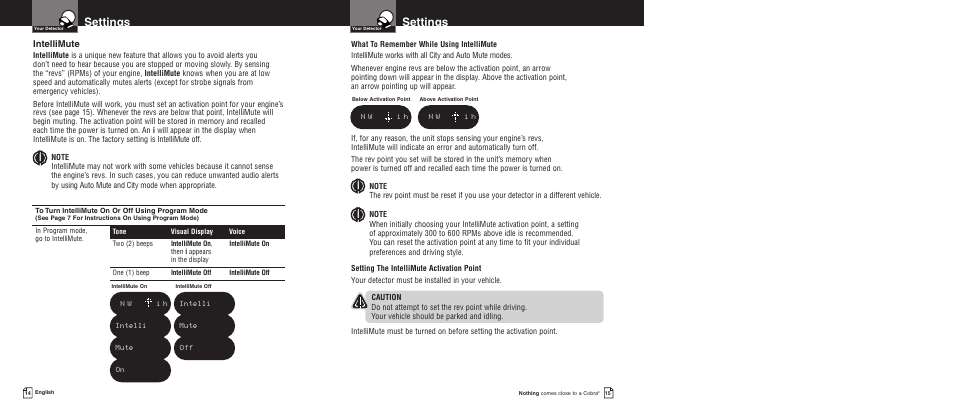 Settings | Cobra Electronics XRS 9700 User Manual | Page 10 / 22