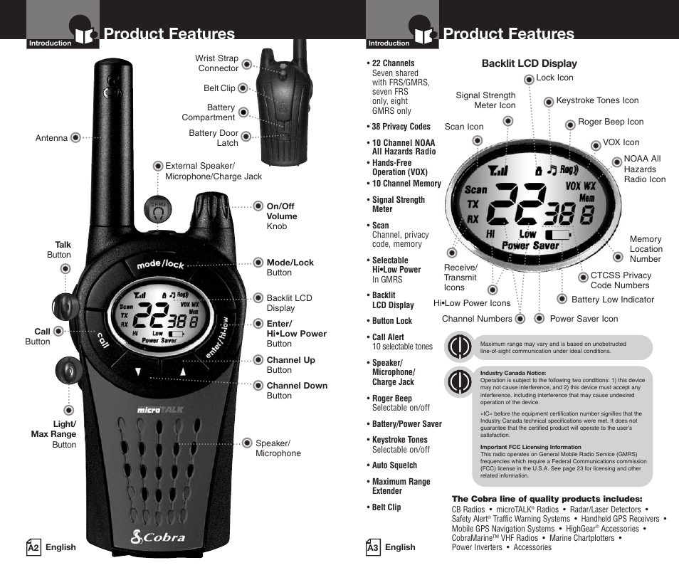Product features | Cobra Electronics PR3850WXC User Manual | Page 3 / 16