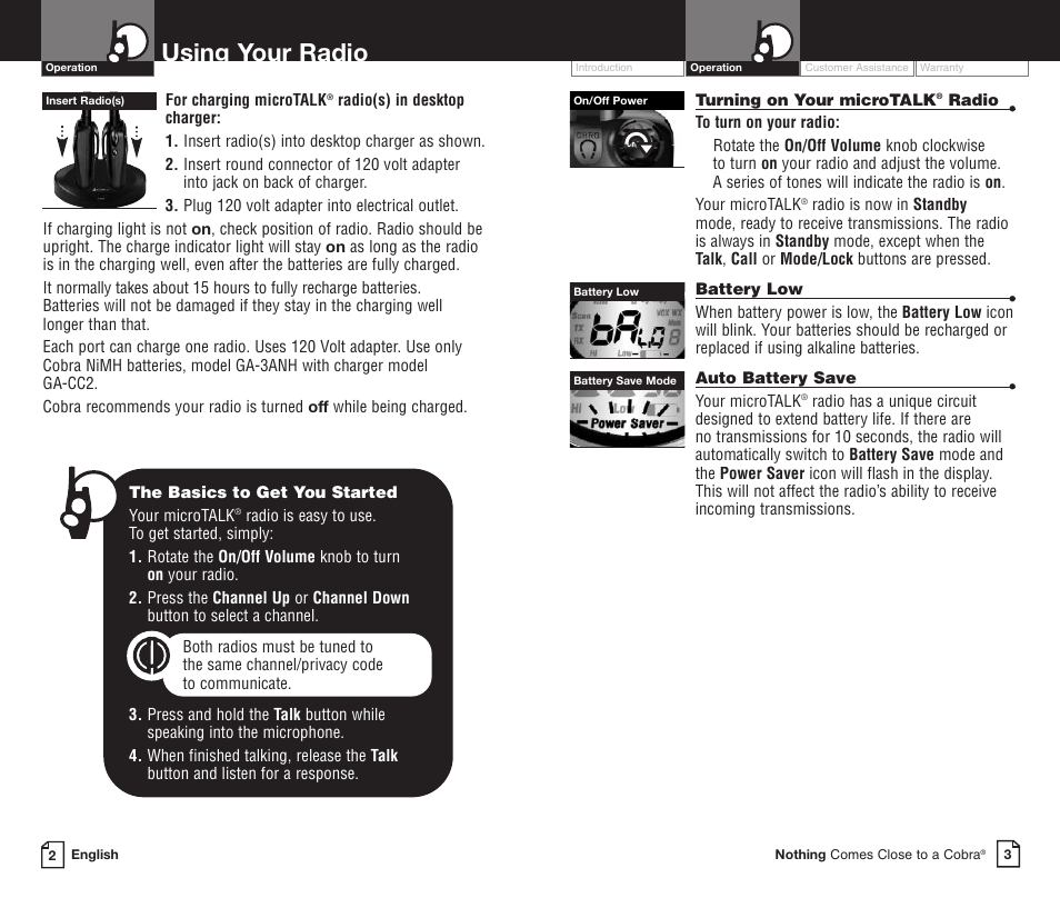 Using your radio | Cobra Electronics PR3850WXC User Manual | Page 5 / 16