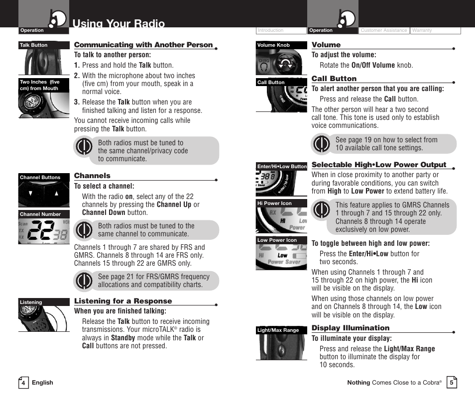 Using your radio | Cobra Electronics PR3850WXC User Manual | Page 6 / 16