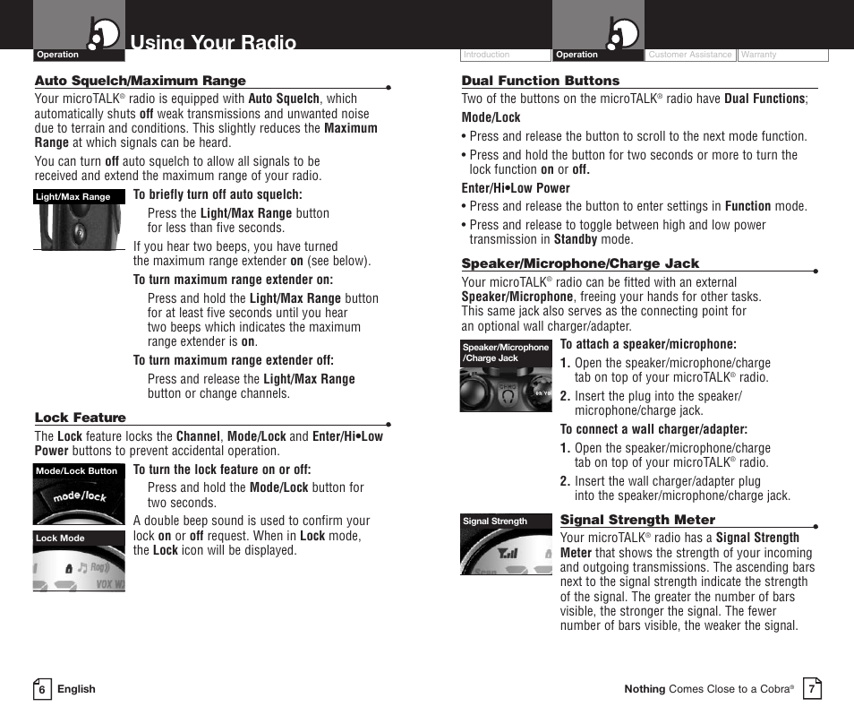 Using your radio | Cobra Electronics PR3850WXC User Manual | Page 7 / 16