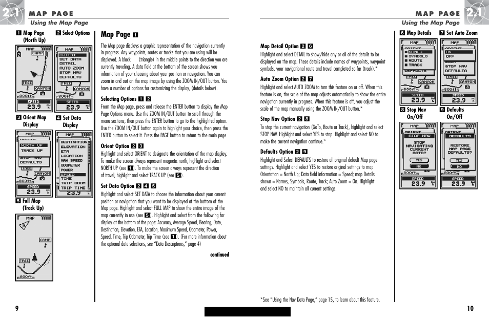 Map page | Cobra Electronics GPS 100 User Manual | Page 8 / 28