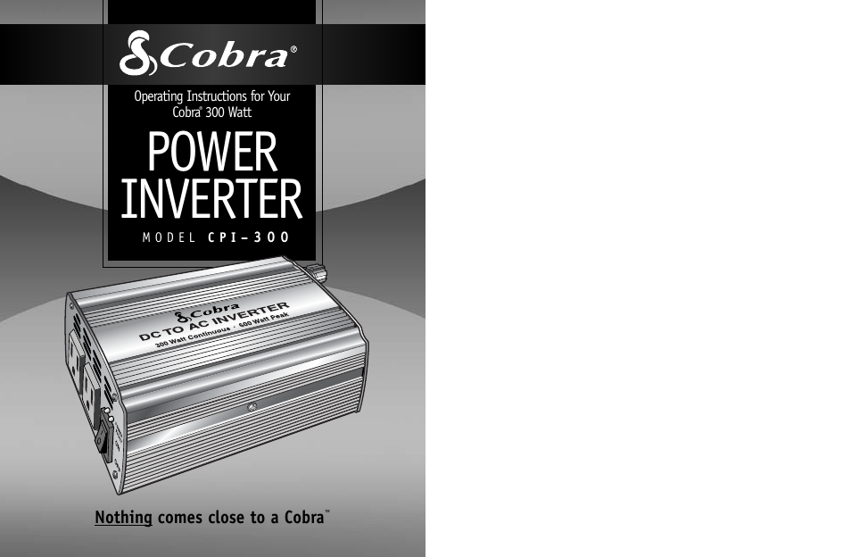 Cobra Electronics CPI 300 User Manual | 10 pages