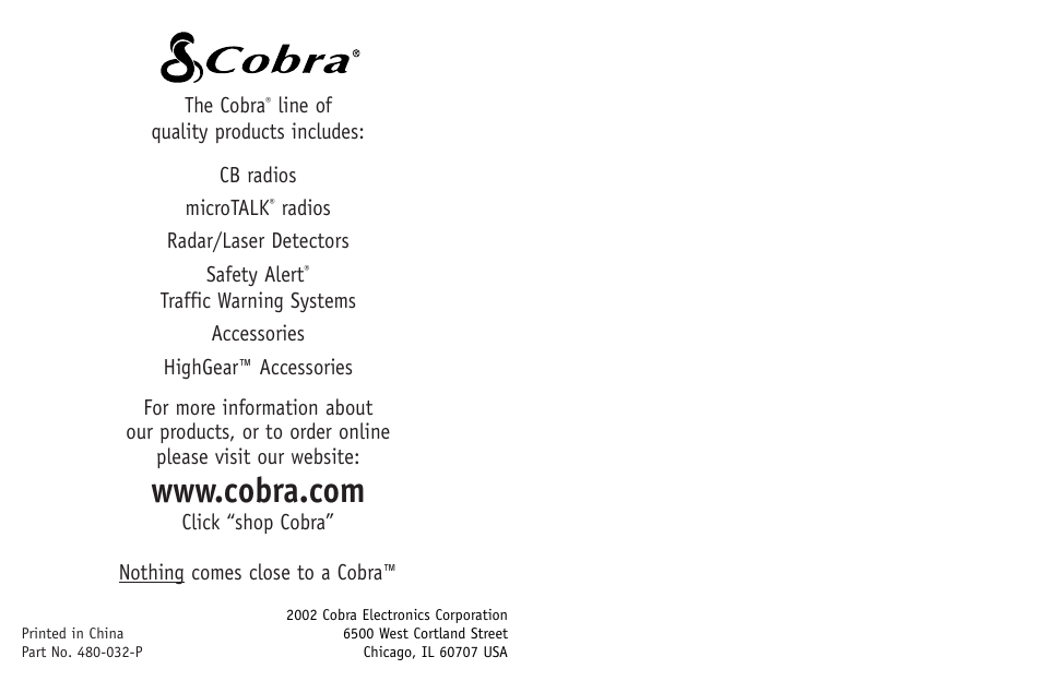 Cobra Electronics CPI 300 User Manual | Page 10 / 10