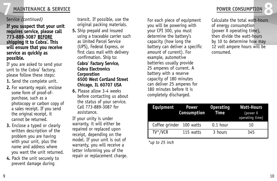 Cobra Electronics CPI 300 User Manual | Page 8 / 10