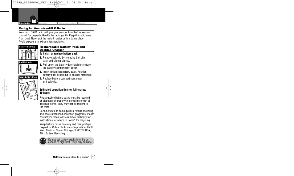 Cobra Electronics MICROTALK LI 5600DX User Manual | Page 3 / 17