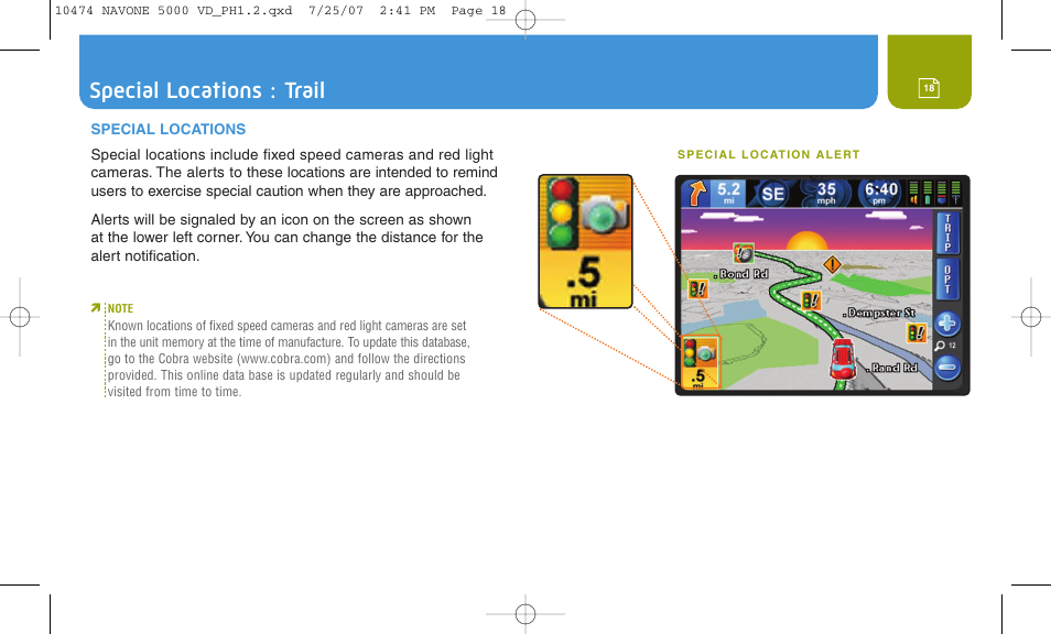 Special locations : trail | Cobra Electronics NAVONE 5000 User Manual | Page 18 / 32