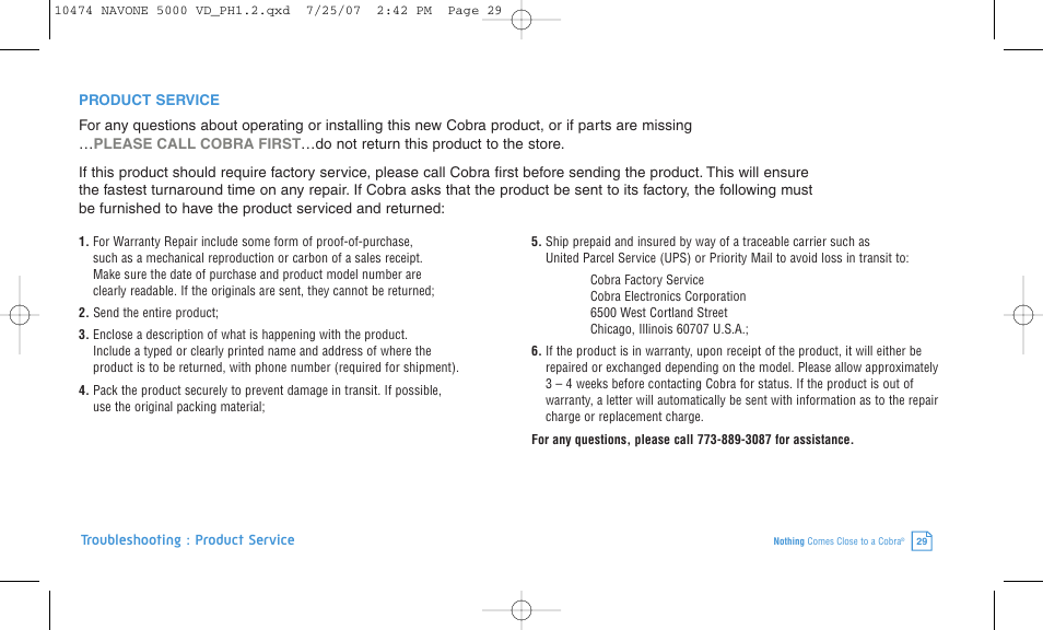 Cobra Electronics NAVONE 5000 User Manual | Page 29 / 32