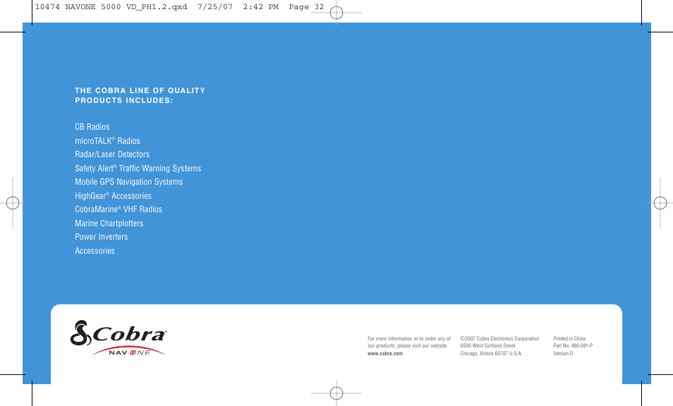 Cobra Electronics NAVONE 5000 User Manual | Page 32 / 32
