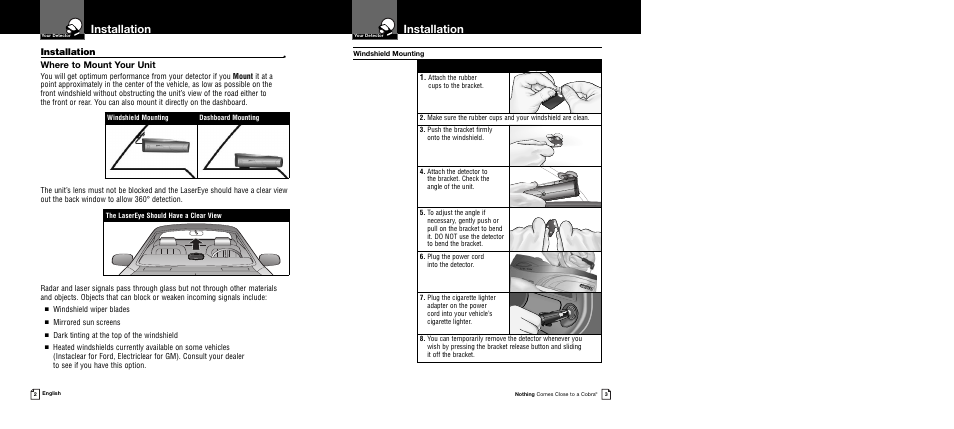 Installation, Where to mount your unit | Cobra Electronics Band Ultra XRS 9745 User Manual | Page 4 / 21