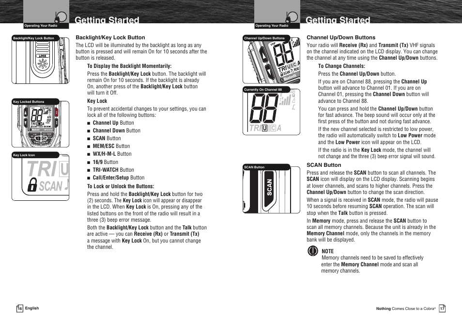 Getting started | Cobra Electronics COBRA MARINE MR HH475 User Manual | Page 11 / 41