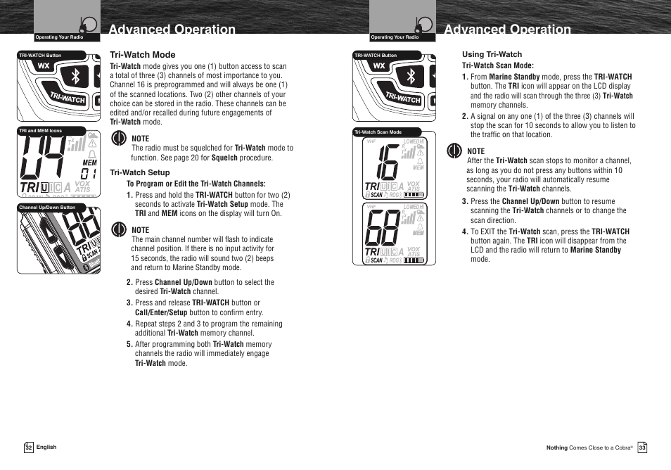 Advanced operation | Cobra Electronics COBRA MARINE MR HH475 User Manual | Page 19 / 41