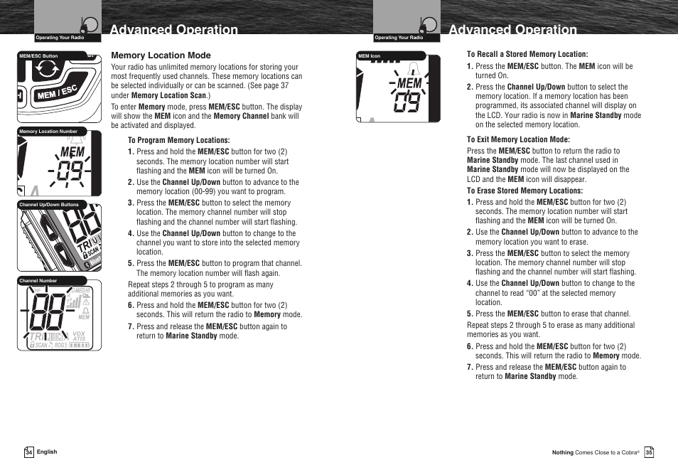 Advanced operation | Cobra Electronics COBRA MARINE MR HH475 User Manual | Page 20 / 41