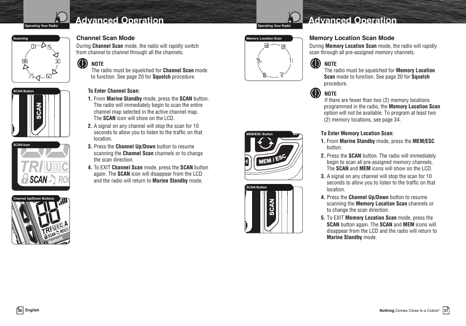 Advanced operation | Cobra Electronics COBRA MARINE MR HH475 User Manual | Page 21 / 41