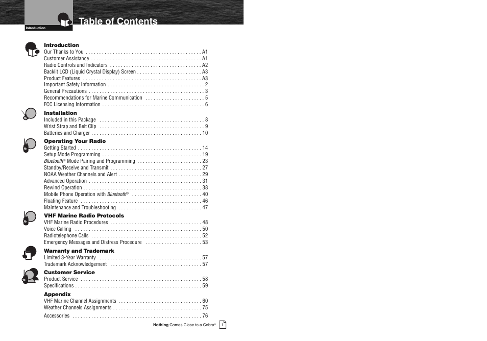 Cobra Electronics COBRA MARINE MR HH475 User Manual | Page 3 / 41