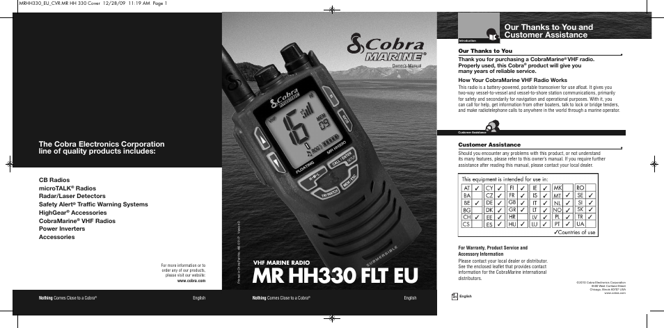 Cobra Electronics COBRA MARINE MR HH330 FLT EU User Manual | 27 pages