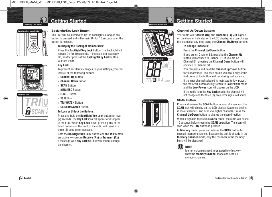 Getting started | Cobra Electronics COBRA MARINE MR HH330 FLT EU User Manual | Page 10 / 27