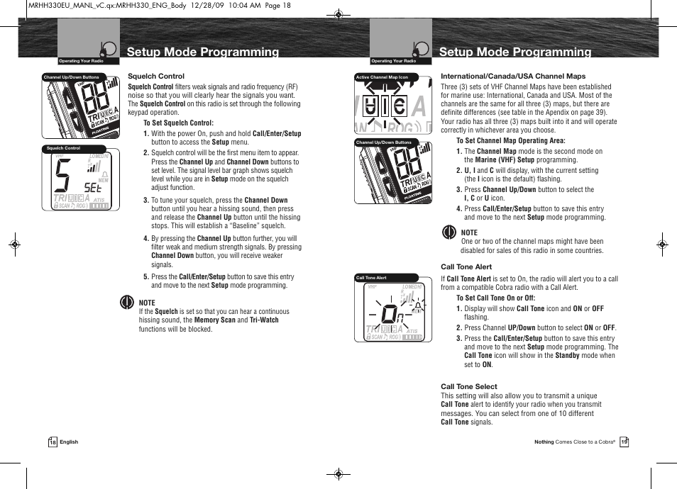 Setup mode programming | Cobra Electronics COBRA MARINE MR HH330 FLT EU User Manual | Page 12 / 27
