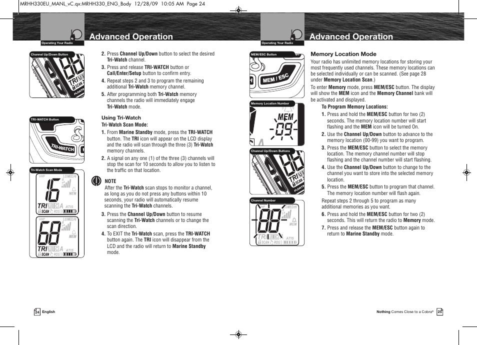 Advanced operation | Cobra Electronics COBRA MARINE MR HH330 FLT EU User Manual | Page 15 / 27