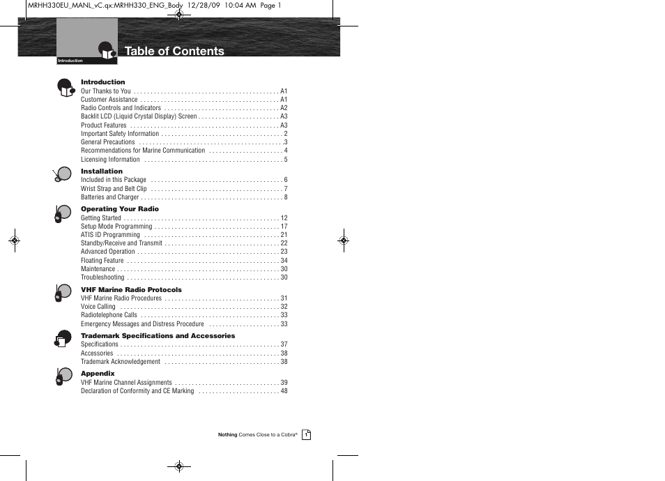 Cobra Electronics COBRA MARINE MR HH330 FLT EU User Manual | Page 3 / 27